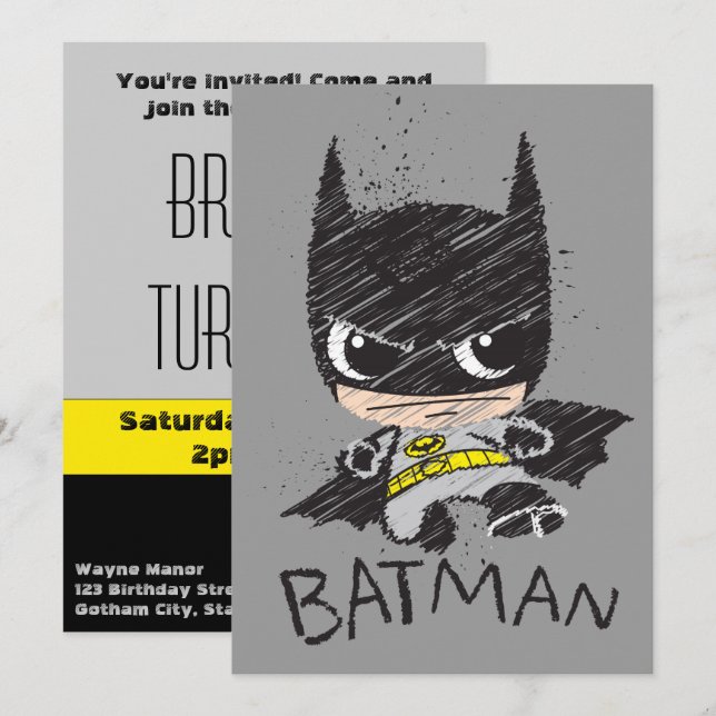 Mini Classic Batman Sketch Einladung (Vorne/Hinten)