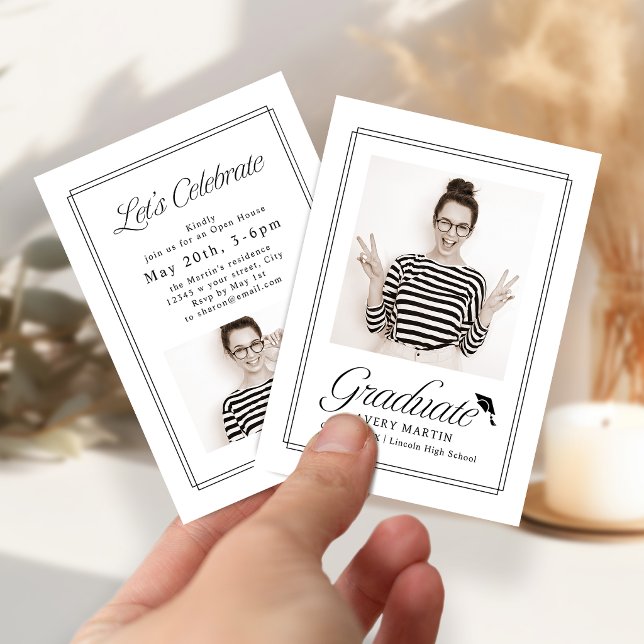 Mini Classic Framed Script Photo Grad invite Begleitkarte (Mini Classic Framed Script Photo Grad invite)