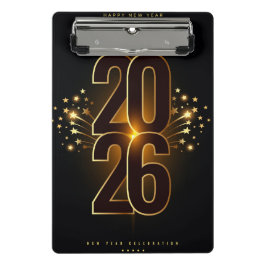 Mini Clipboard-Happy New Year 2026  Klemmbrett