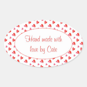 MINI COEURS Stickers Ovale "fait main"