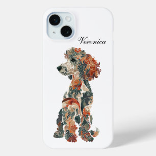 Mini Colorful Folk Art Standard Poodle iPhone 15 Coque