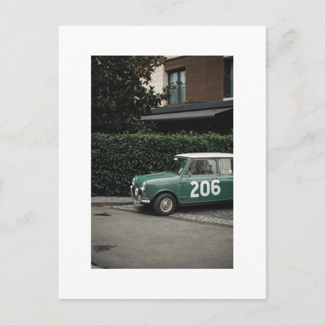 Mini-Cooper grün Nummer 10 Postkarte (Vorderseite)