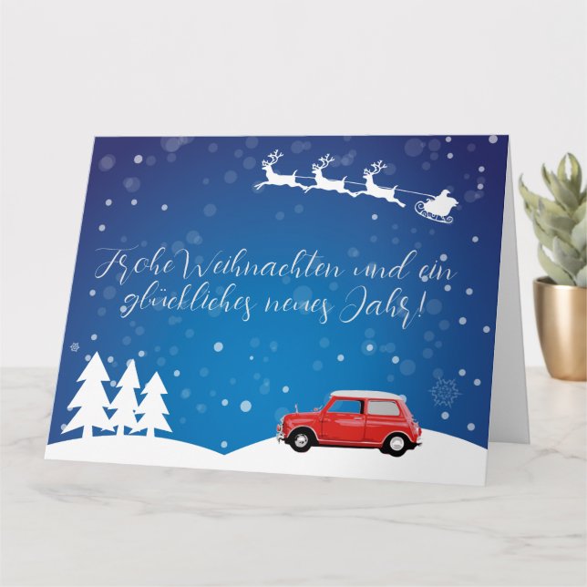 Mini Cooper Grußkarte Weihnachten Silvester Karte (Kleine Pflanze)