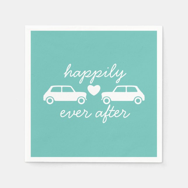 Mini Cooper Hearts - Aquamarin - glücklich immer n Serviette (Vorderseite)