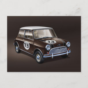 Mini Cooper S braun Postkarte