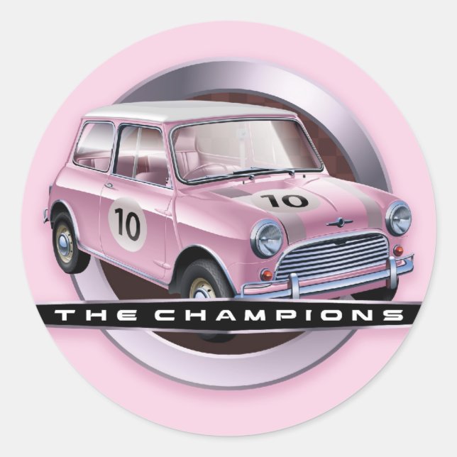 Mini Cooper S pink Runder Aufkleber (Vorderseite)