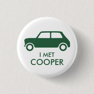 Mini Cooper Trading Button - Green on White