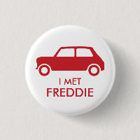 Mini Cooper Trading Button - Red on White