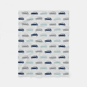 Mini Coopers auf Achse - Blau und Grau - Fleecedecke