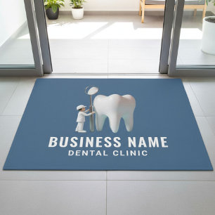 Mini Dentist & Bright Tooth Blue Dental Office Fußmatte