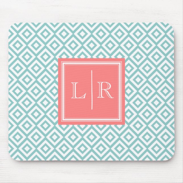 Mini-Diamanten-Muster und Monogramm Mousepad (Vorne)