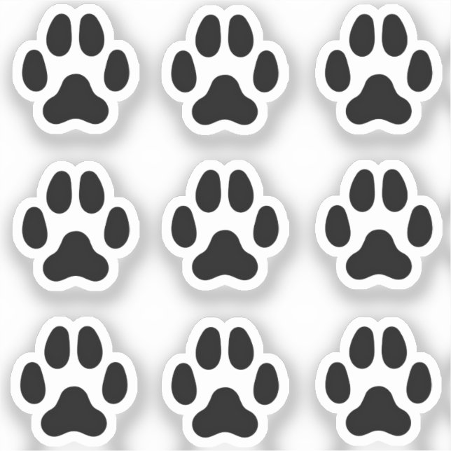 Mini Dog Paw druckt Schwarze Tierspuren Sticker (Vorderseite)