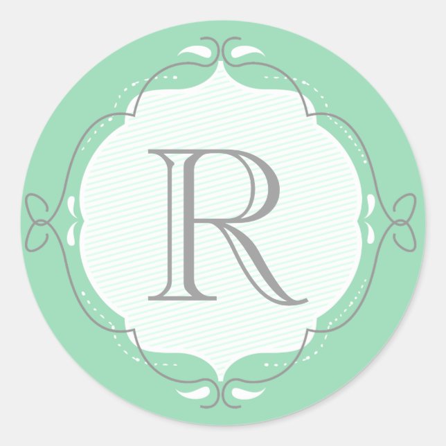 Mini Doodled Frame Monogram Umschlag Aufkleber (Vorderseite)