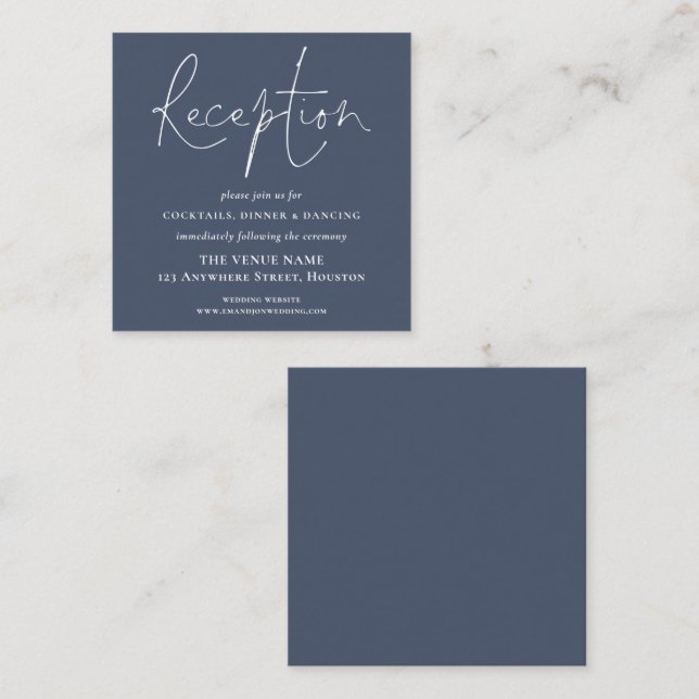 MINI Dusty Navy Blue Wedding Details Begleitkarte (Vorne/Hinten)