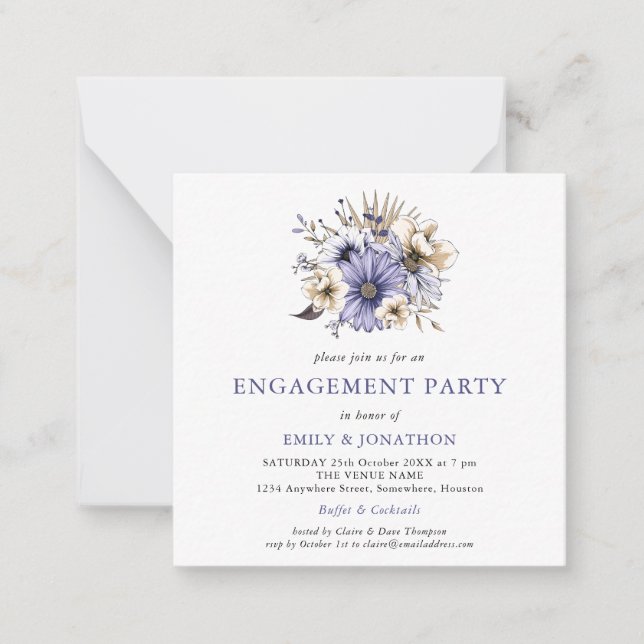 MINI | Einladung zur Lila Creme Floral Engagement (Vorderseite)