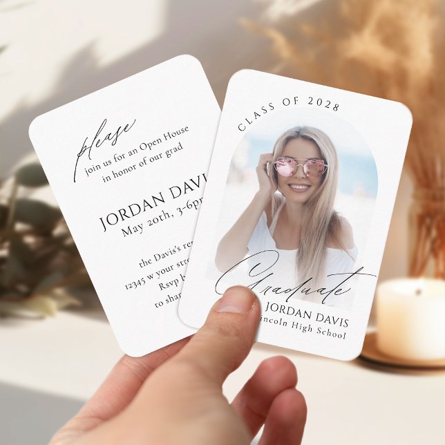 Mini Elegant Script Arch Photo Invitation (Mini Elegant Script Arch Photo Graduation Invite)