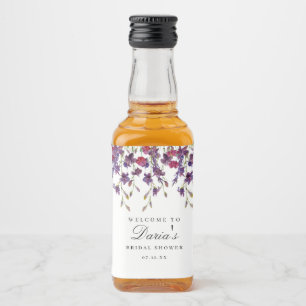 Mini Étiquette de bouteille de fleurs violettes