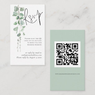 Mini Eucalyptus Script QR Code Wedding RSVP Begleitkarte