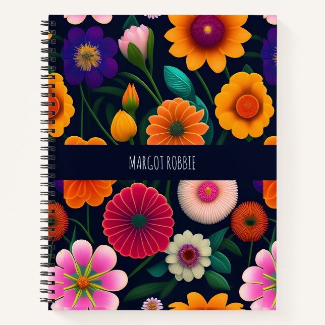 Mini Exotic Blume Regenbogenmuster Notizbuch (Vorderseite)