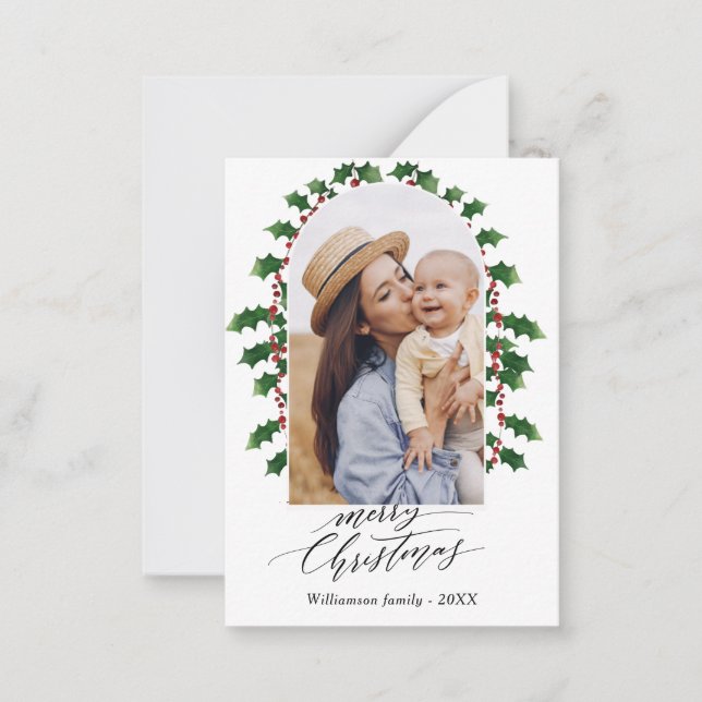 Mini Family Foto Arch Frohe Weihnachtsfeiertage Mitteilungskarte (Vorderseite)