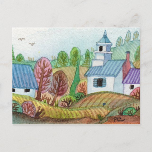 Mini Farmland Lakescape Postkarte (Vorderseite)