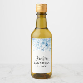 Mini Flasche Blue Baby Boy Dusche Blumentropfen Weinetikett