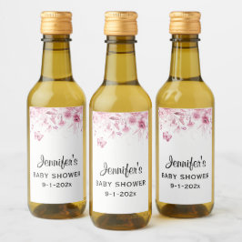 Mini Flasche Pink Baby Dusche Bläserntropfen Mini Weinetikett