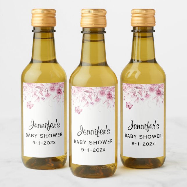 Mini Flasche Pink Baby Dusche Bläserntropfen Mini Weinetikett (Flaschen)