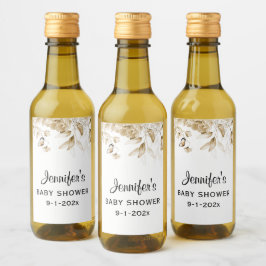 Mini Flasche Sepia Babydusche Bläschen Drop Mini Weinetikett