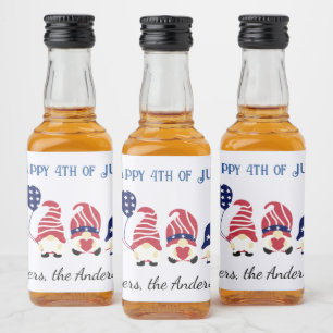 Mini Flaschen 4. Juli Red White Gnomes, 10 Alkoholflaschenetikett