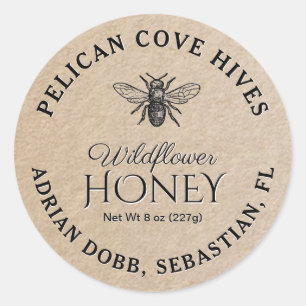 Mini Fleur sauvage Honey Jar Lid Étiquette Kraft