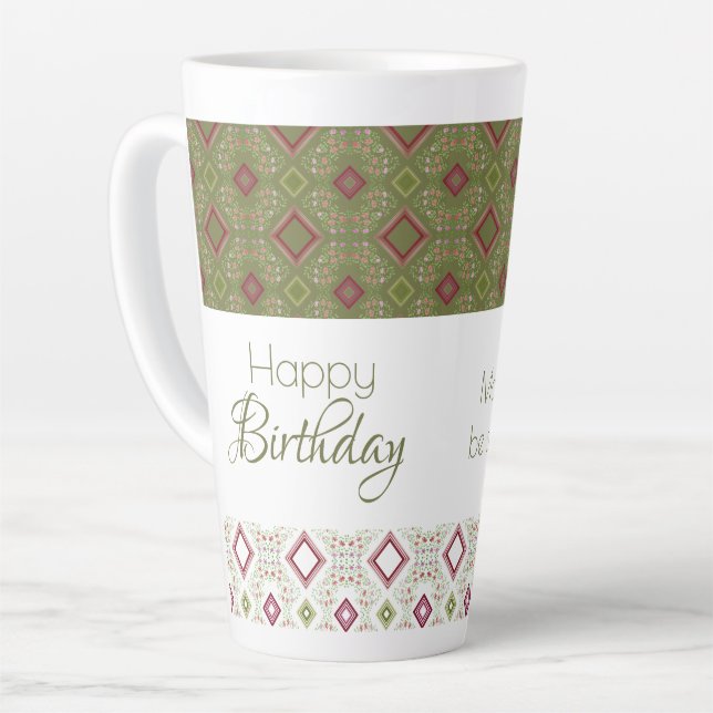 Mini Floral Happy Geburtstag Latte Tasse (Linke Ecke)