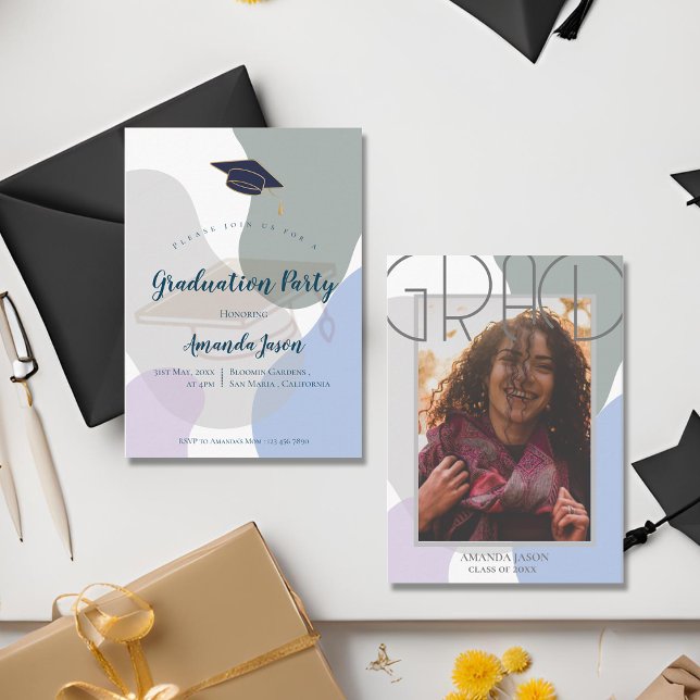 Mini Foto Pastel Niedlich 2025 Abschluss Einladung (Mini Photo Pastel Cute 2025 Graduation Invitation)