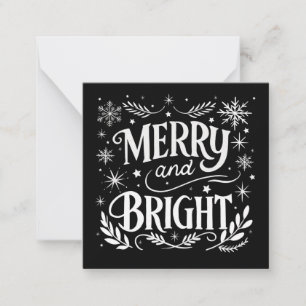 Mini Froh und Festlich Schwarz und Weiß Weihnachte Mitteilungskarte