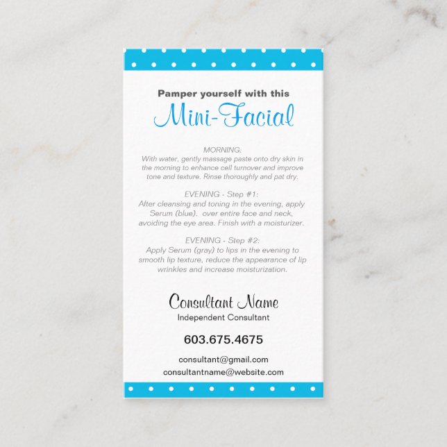 Mini-Gesichtsanweisungskarten Visitenkarte (Vorderseite)