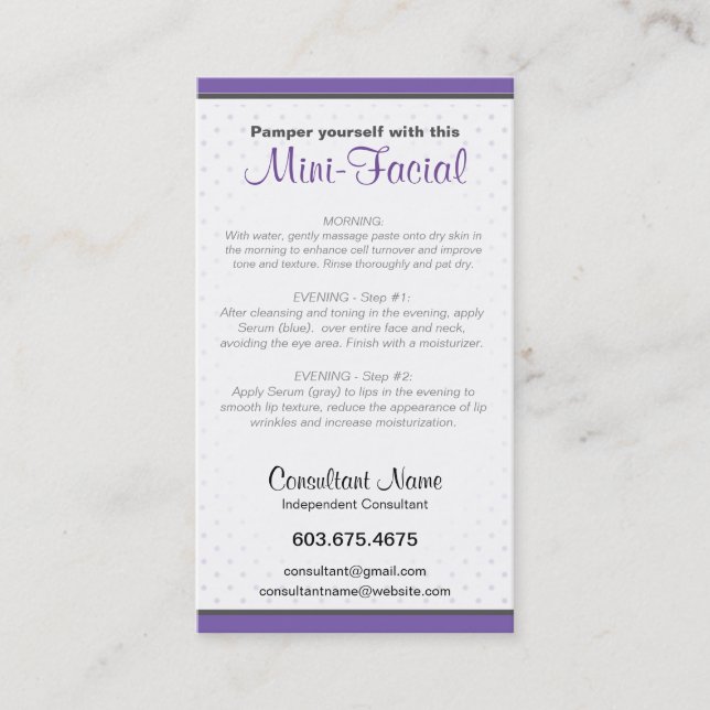 Mini-Gesichtsanweisungskarten Visitenkarte (Vorderseite)