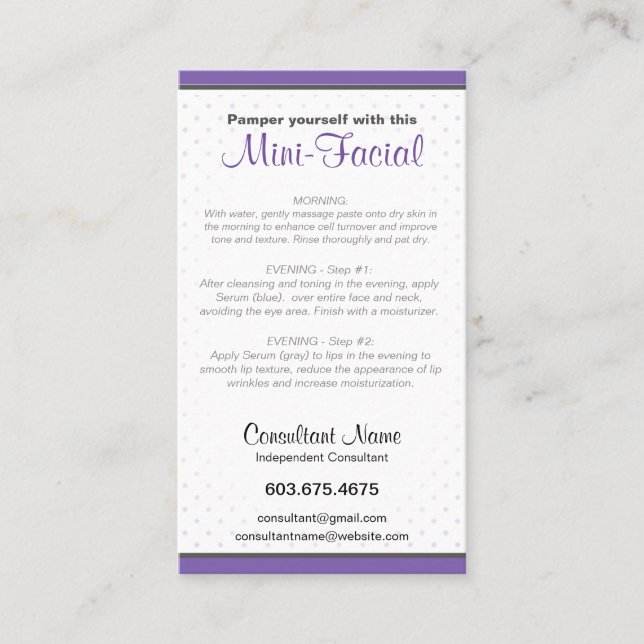 Mini-Gesichtsanweisungskarten Visitenkarte (Vorderseite)