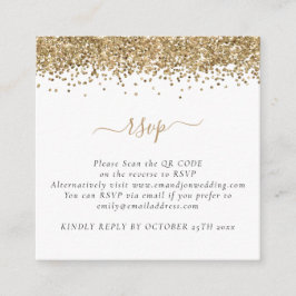 Mini Glam Gold Glitzer QR Code Wedding RSVP Begleitkarte