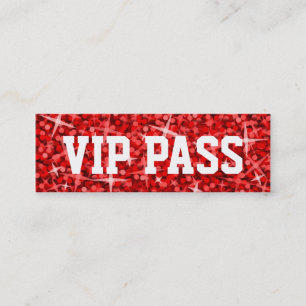 Mini Glitz Red 'VIP PASS' carte de visite maigre