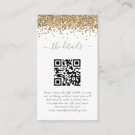 Mini Gold Glitzer QR Code Hochzeitdetails Begleitkarte