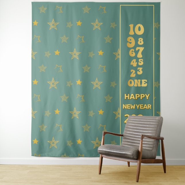Mini-Gold-Silvester-Countdown-Party Wandteppich (Beispiel)