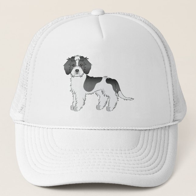 Mini Goldendoodle Cartoon Dog Truckerkappe (Vorderseite)