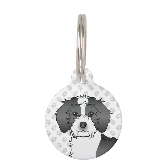 Mini Goldendoodle Dog Head Haustiermarke (Vorderseite)