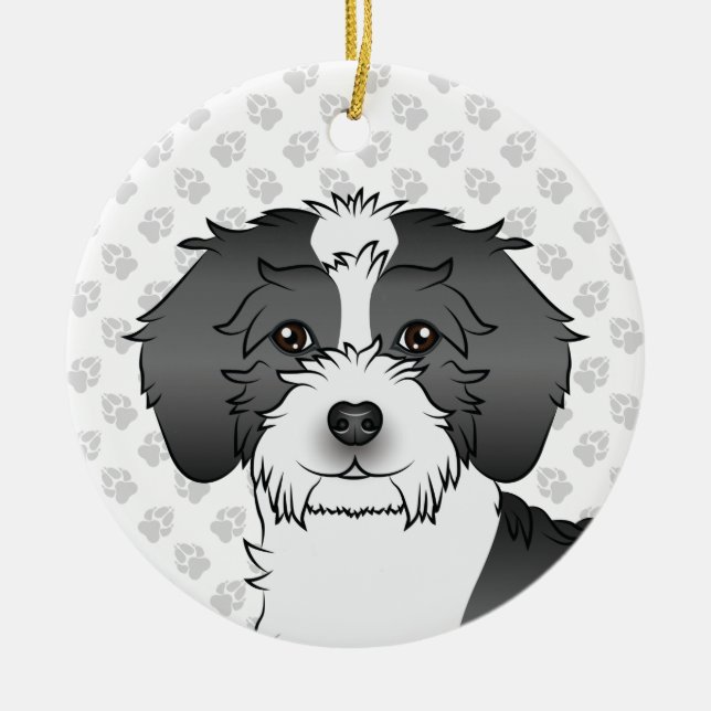 Mini Goldendoodle Dog Head Keramik Ornament (Vorne)