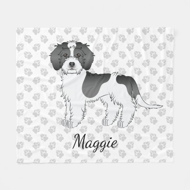 Mini Goldendoodle Dog & Name Fleecedecke (Vorderseite (Horizontal))