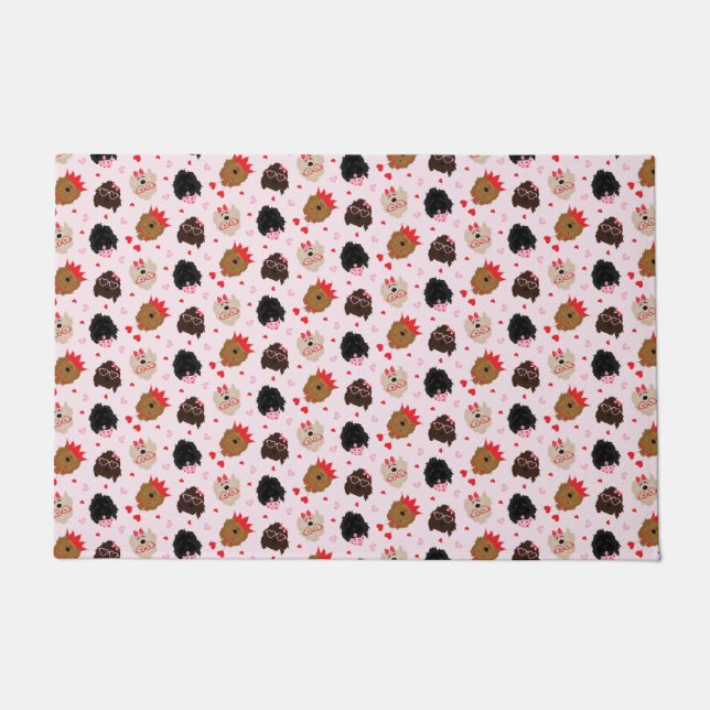 Mini Goldendoodle Dogs Valentinstag Fußmatte (Vorderseite)