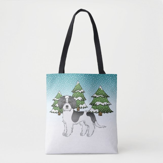 Mini Goldendoodle Winterwald in Schwarzwald Tasche (Vorderseite)