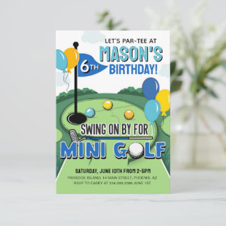 Mini Golf Birthday Invitation, Putt Putt Birthday Einladung