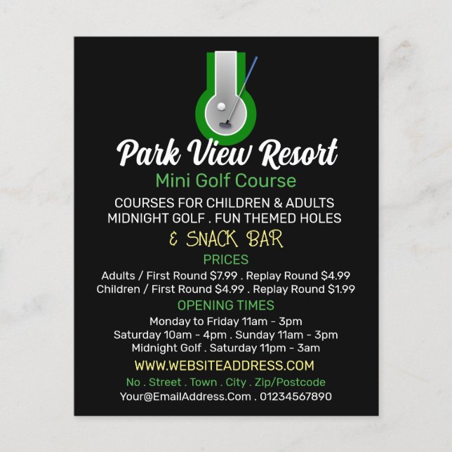 Mini-Golf-Logo, Mini-Golf-Werbung Flyer (Vorne)