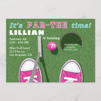 Mini Golf Par-T-Shirt Putt Putt Girl's Geburtstag Einladung